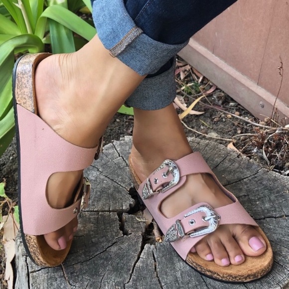LAST1♥️Western Double Strap Dusty Rose Sandals - Picture 2 of 5